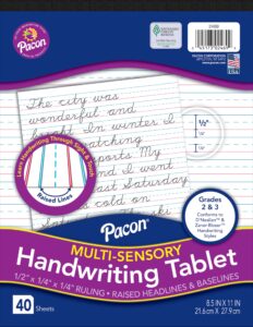 pacon multi-sensory ruled handwriting tablet, white