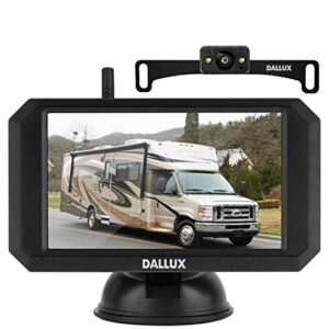 dallux wireless backup camera with stable digital signal,5 inch monitor+hd 1080p front/rear view night vision waterproof camera for car,pickup,truck,rv,suv,van,camper license plate easy installation