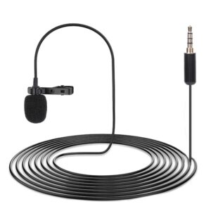 Lavalier Microphone, Professional Grade Omnidirectional Lapel Mic with Easy Clip on System for Recording Interview / Video Conference / Podcast / Voice Dictation / Phone