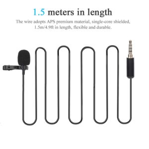 Lavalier Microphone, Professional Grade Omnidirectional Lapel Mic with Easy Clip on System for Recording Interview / Video Conference / Podcast / Voice Dictation / Phone