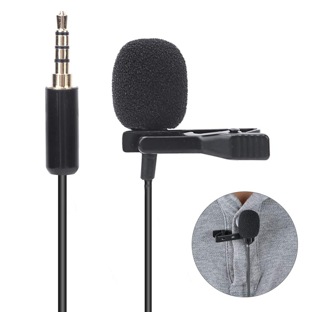 Lavalier Microphone, Professional Grade Omnidirectional Lapel Mic with Easy Clip on System for Recording Interview / Video Conference / Podcast / Voice Dictation / Phone