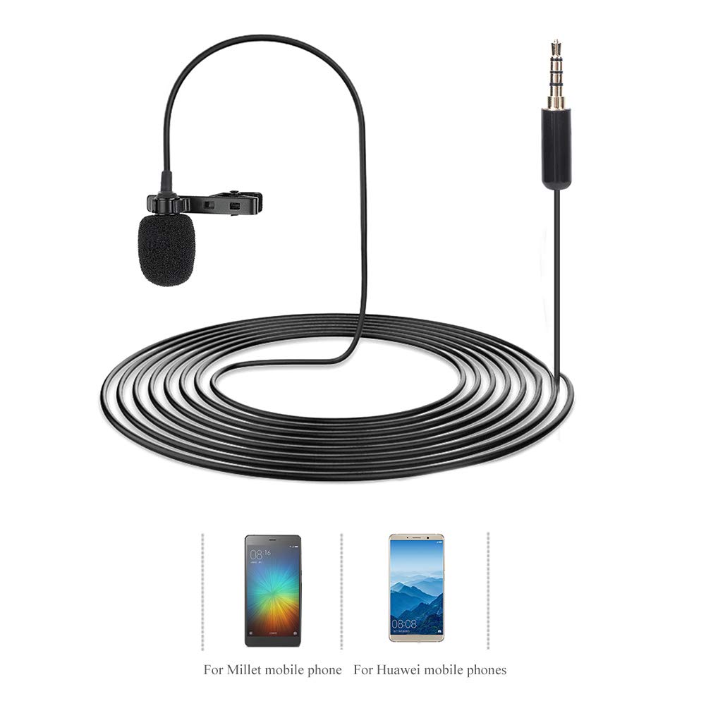 Lavalier Microphone, Professional Grade Omnidirectional Lapel Mic with Easy Clip on System for Recording Interview / Video Conference / Podcast / Voice Dictation / Phone