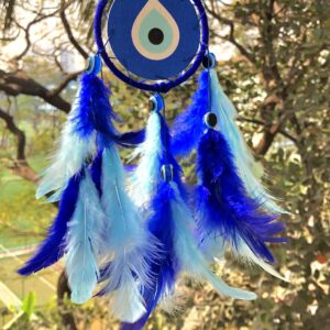 Rooh Dream Catcher ~ Evil Eye Canvas Car Hanging ~ Handmade Mandala Hangings for Positivity (Can be Used as Home Décor Accents, Wall Hangings, Garden, Car, Outdoor, Bedroom)