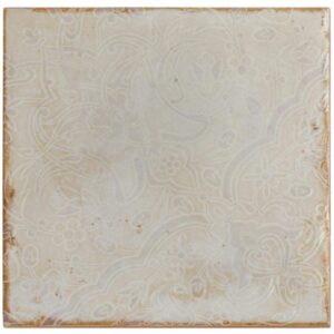 Angela Harris White & Beige Decor Polished Ceramic Wall Tile Sample