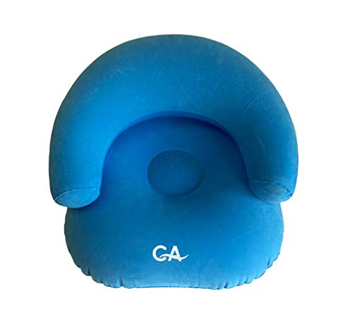 Comfort Axis Heavy Duty Inflatable Flocking Lounger Sofa, Wide Armrest Design for Kids Blue 23.5" by 23.5" by 16"