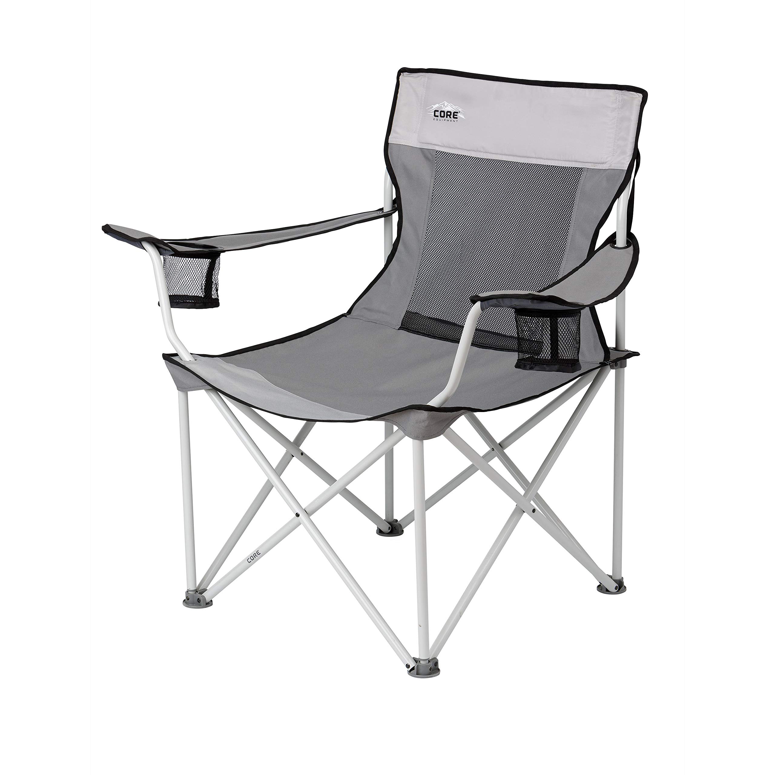 CORE Portable Folding Padded Mesh Quad Chair with Carry Bag