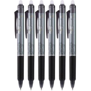 pilot frixion ball clicker erasable gel ink retractable pen, extra fine point, 0.5mm, 6 count (black)