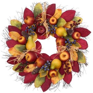 valery madelyn fall wreaths for front door, 24 inch thanksgiving harvest fruit door wreaths for fall porch decor for home, large autumn wreaths for outdoor window indoor table centerpiece