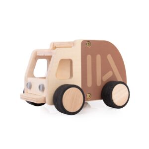 guidecraft wooden garbage truck: vehicle play set, kids learning and educational dramatic play toy