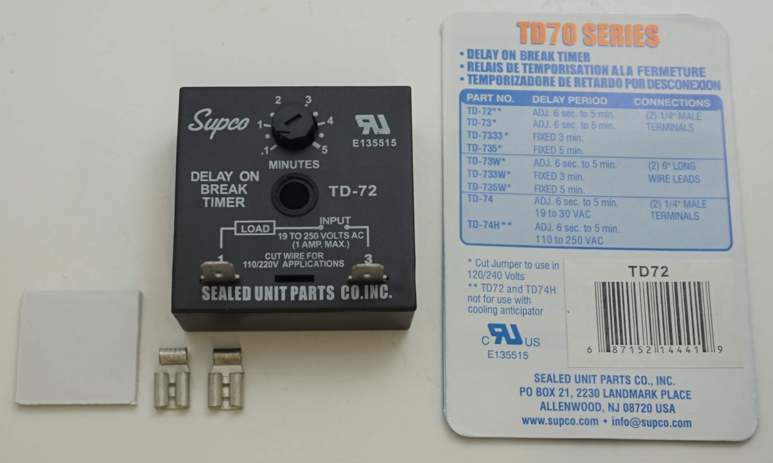 Supco Time Delay Break, Compressor Protector TD72