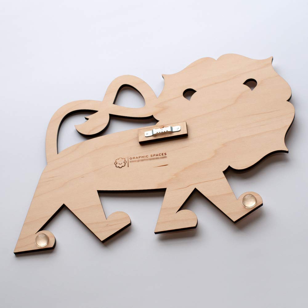 Lion Nursery Room Sign Personalized Name Wooden Animal Wall Hanging Handmade Baby Gift