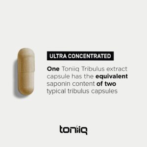 Toniiq Ultra High Strength Tribulus Capsules - 95% Steroidal Saponins - 1300mg Concentrated Extract Formula for Testosterone - 120 Caps