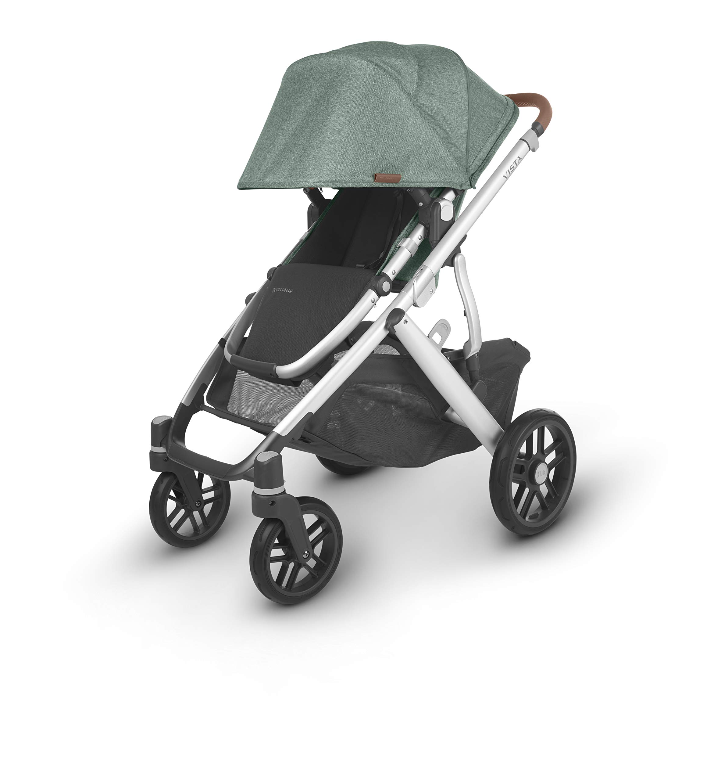 UPPAbaby Vista V2 Stroller - Emmett (Green Melange/Silver/Saddle Leather) + Travelbag for Vista, V2, Cruz, V2