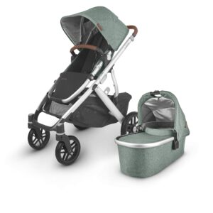 UPPAbaby Vista V2 Stroller - Emmett (Green Melange/Silver/Saddle Leather) + Travelbag for Vista, V2, Cruz, V2