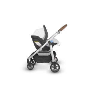 UPPAbaby Vista V2 Stroller - Bryce (White Marl/Silver/Chestnut Leather) + Mesa Infant Car Seat - Bryce (White Marl)