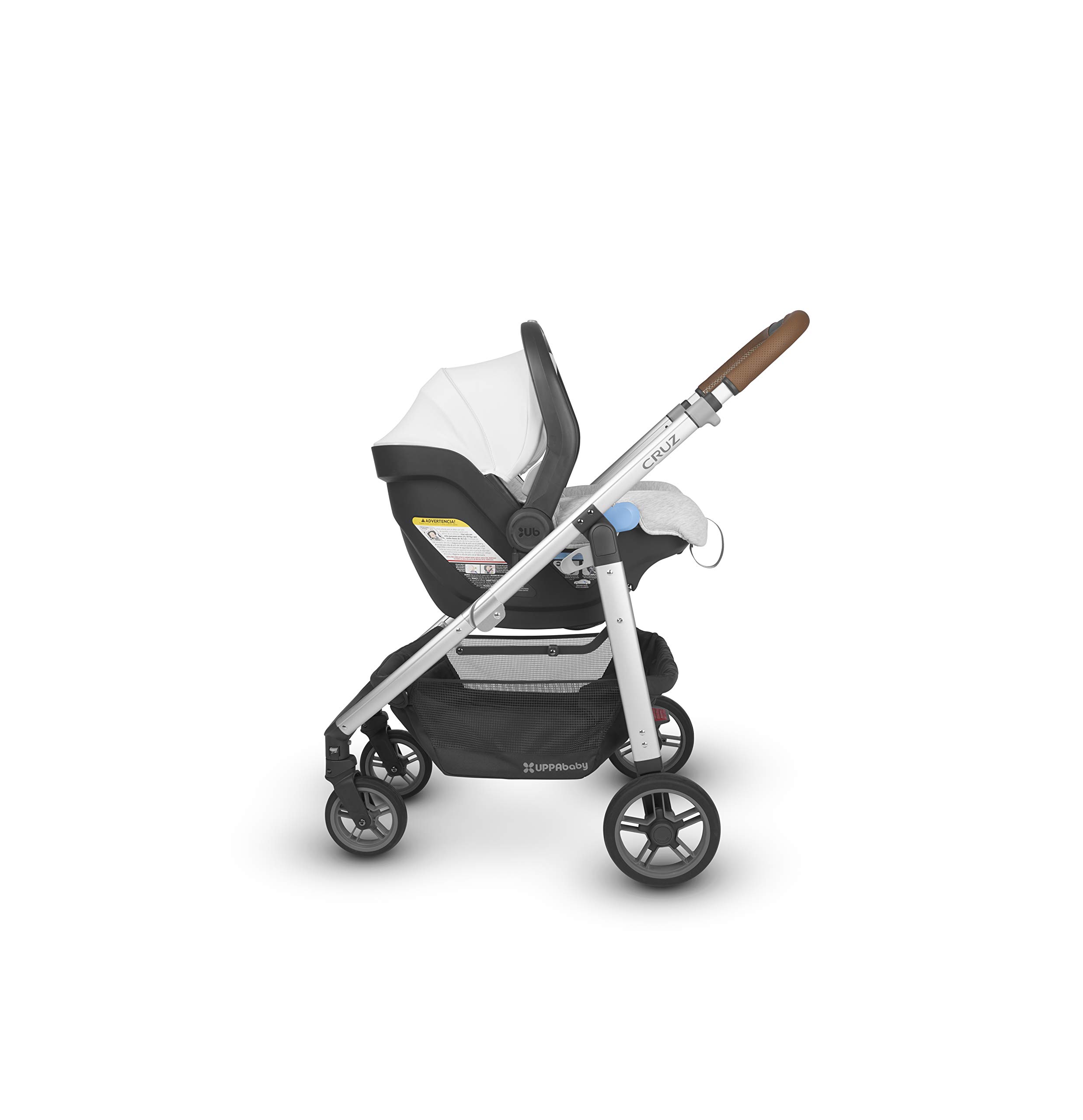 UPPAbaby Vista V2 Stroller - Bryce (White Marl/Silver/Chestnut Leather) + Mesa Infant Car Seat - Bryce (White Marl)