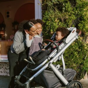 UPPAbaby Vista V2 Stroller - Bryce (White Marl/Silver/Chestnut Leather) + Mesa Infant Car Seat - Bryce (White Marl)