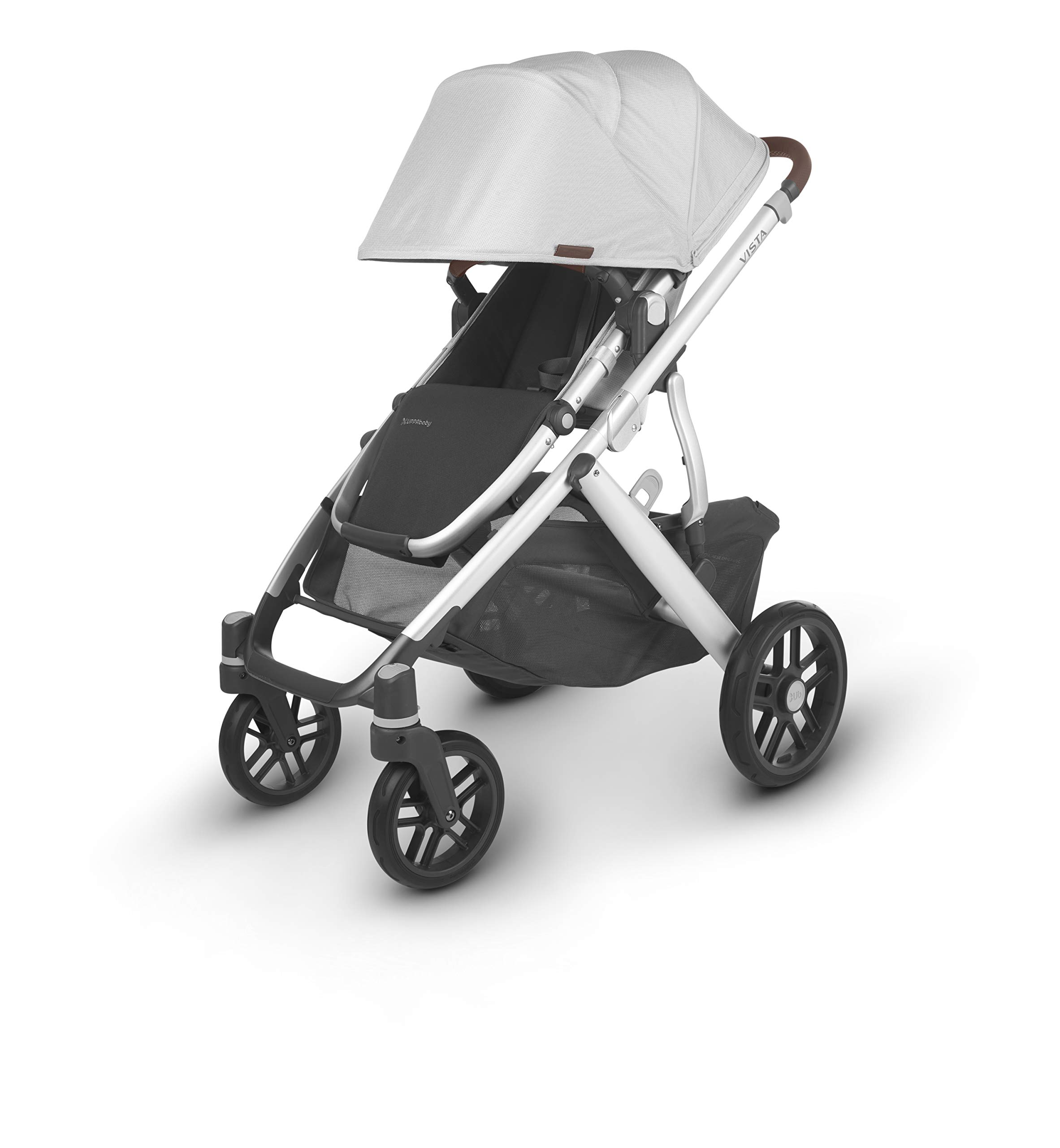 UPPAbaby Vista V2 Stroller - Bryce (White Marl/Silver/Chestnut Leather) + Mesa Infant Car Seat - Bryce (White Marl)