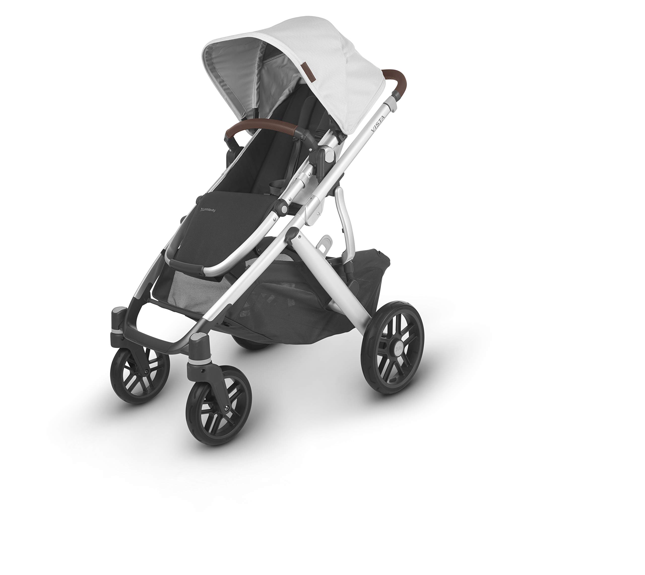 UPPAbaby Vista V2 Stroller - Bryce (White Marl/Silver/Chestnut Leather) + Mesa Infant Car Seat - Bryce (White Marl)