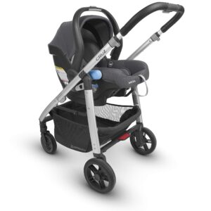 UPPAbaby Cruz V2 Stroller - Finn (Deep Sea/Silver/Chestnut Leather) + Mesa Infant Car Seat - Jake (Black)