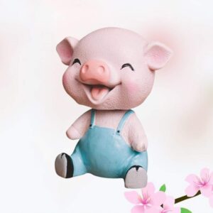 Piggy Bobble Shaking Head Toy Resin Pig Figurines Cake Ornament Car Dashboard Decoration Birthday Party Favors Gifts (Blue)