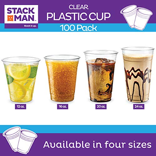 Crystal Clear Disposable Plastic Cups PET [100 Pack - 16 oz.]