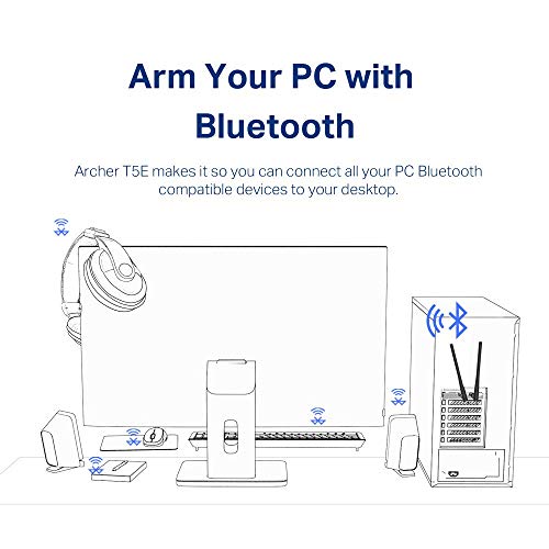 TP-Link AC1200 PCIe WiFi Card for PC (Archer T5E) - Bluetooth 4.2, Dual Band Wireless Network Card (2.4Ghz and 5Ghz) for Gaming, Streaming, Supports Windows 11/10, 8.1, 8, 7 (32/64-bit)