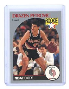 1990-91 hoops #248 drazen petrovic portland trailblazers rookie card- near mint condition ships in new holder