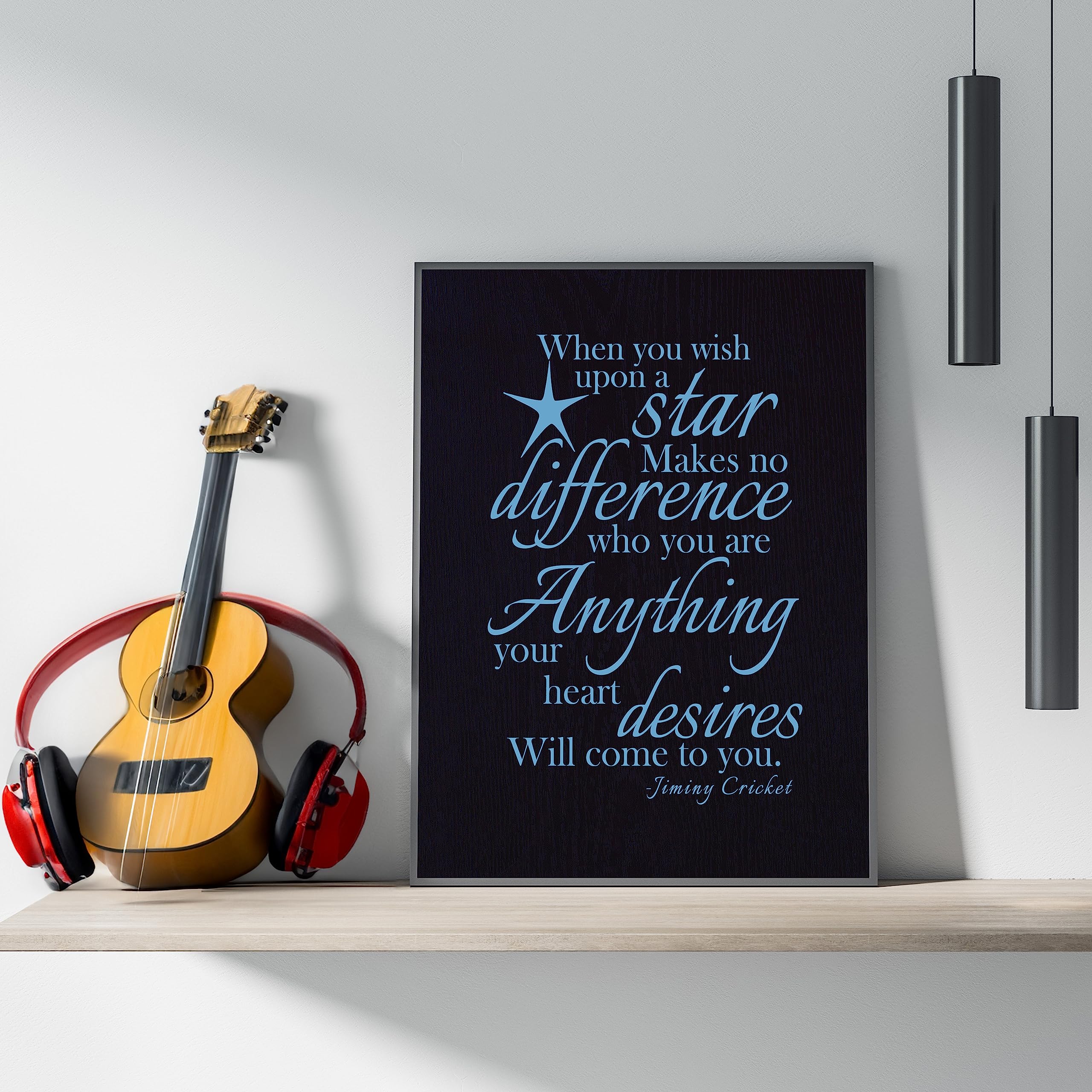 Jiminy Cricket Quote- When You Wish- Inspirational Wall Art Print, This Typographic Wall Decor Print Makes Ideal Wall Art Decor For Living Room, Office, Classroom & Inspiring Gift, Unframed-8x10”