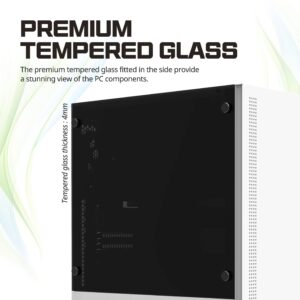 Zalman S5 ATX Mid-Tower Gaming PC Case, 2 x 120mm Fans Included (1x RGB), Thick 4mm Tempered Glass Side Panel, AIO Water Cooler Bracket, Front Panel RGB Strip (White)