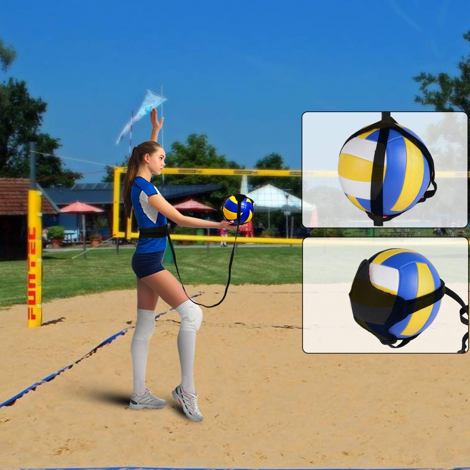 Volleyball Training Equipment Aid Perfect Volleyball Set Solo Practice Serving and Spike Trainer for Beginners & Pro