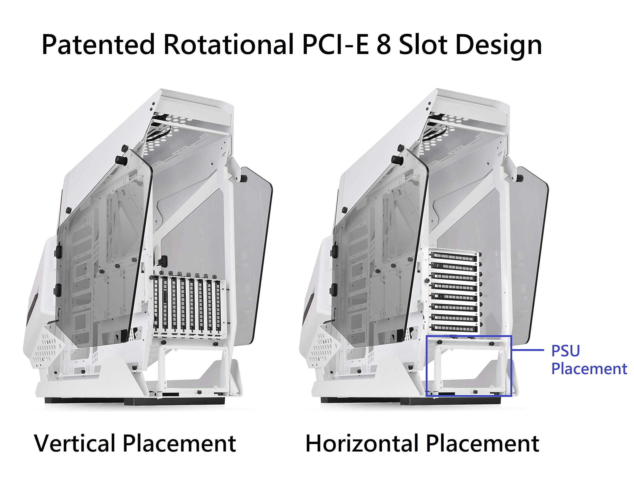 Thermaltake AH T600 Snow Helicopter Styled Open Frame Tempered Glass Swing Door E-ATX Full Tower Case CA-1Q4-00M6WN-00