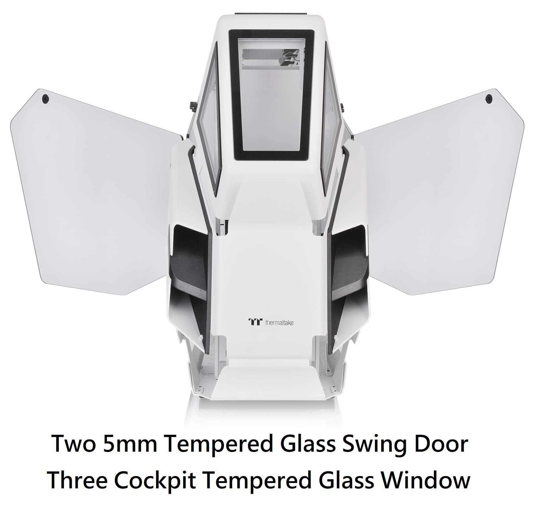 Thermaltake AH T600 Snow Helicopter Styled Open Frame Tempered Glass Swing Door E-ATX Full Tower Case CA-1Q4-00M6WN-00