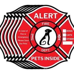 Pet Alert Sticker, Double-Sided, 6 Rescue Pet Decals, Pet Alert Stickers for House Home Window Pet Door-Emergency Pet Kit, UV Resistant-Waterproof