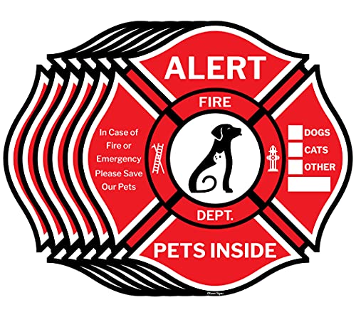 Pet Alert Sticker, Double-Sided, 6 Rescue Pet Decals, Pet Alert Stickers for House Home Window Pet Door-Emergency Pet Kit, UV Resistant-Waterproof