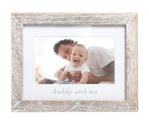 pearhead daddy and me baby picture frame, gender-neutral dad and baby picture frame, baby girl or baby boy nursery décor, 4" x 6" photo insert, wood