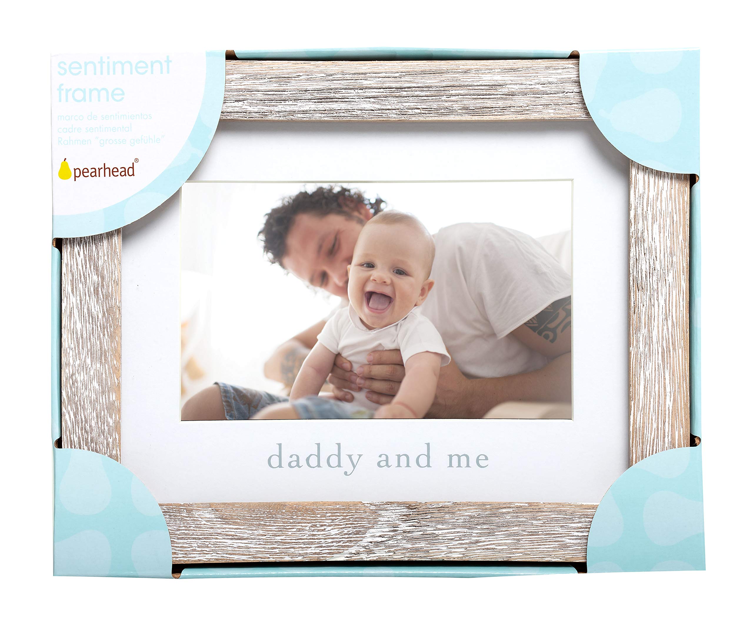 Pearhead Daddy and Me Baby Picture Frame, Gender-Neutral Dad and Baby Picture Frame, Baby Girl or Baby Boy Nursery Décor, 4" x 6" Photo Insert, Wood