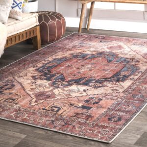nuloom leslie persian runner rug , 2' 6" x 10', peach, rectangular, 0.4" thick