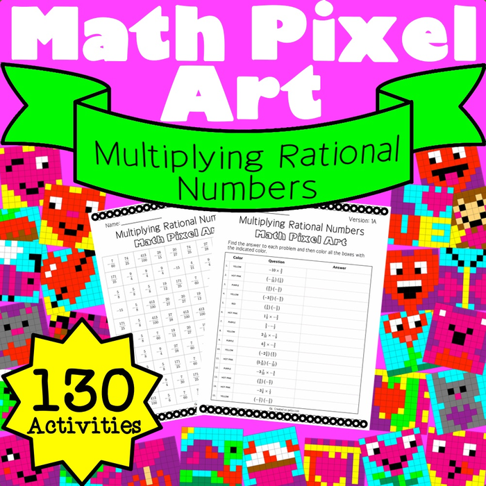 Valentine’s Day: Multiplying Rational Numbers Pixel Art Mystery Pictures