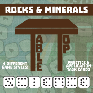 tabletop science -- rocks and minerals -- game-based small group practice