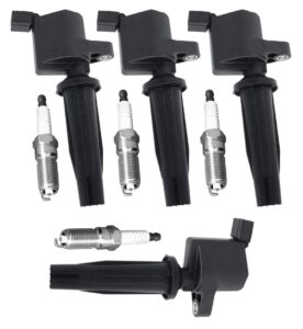 ena set of 4 iridium spark plug and 4 ignition coil pack 2010-2021 compatible with ford lincoln mercury escape cmax fusion transit connect mkz mariner milan 2.0l 2.5l replacement for fd505 sp530