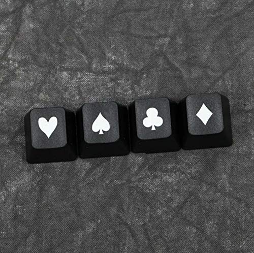 Mugen Custom Black Poker 4pc Keycaps Set for Cherry MX Switches - Fits Most Mechanical Gaming Keyboards - with Keycap Puller