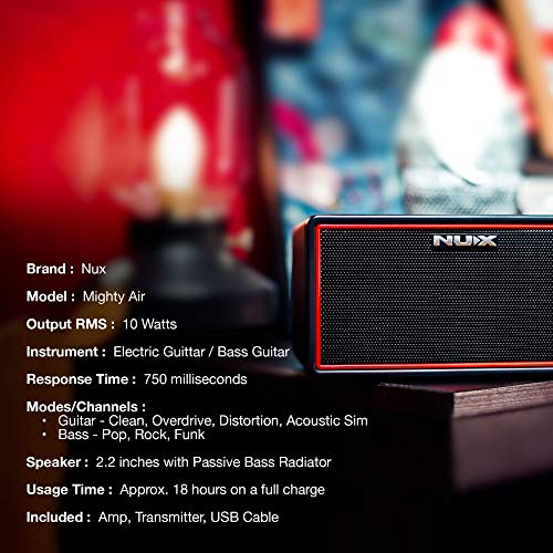 NUX Mighty Air Wireless Stereo Modelling Guitar/Bass Amplifier with Bluetooth,Mobile App