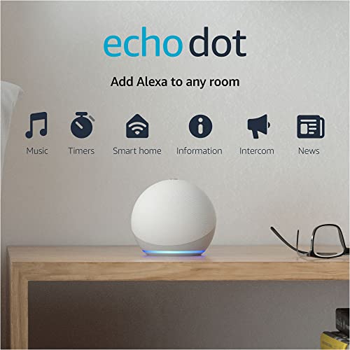 Echo Dot (4th Gen) | Smart speaker with Alexa | Glacier White