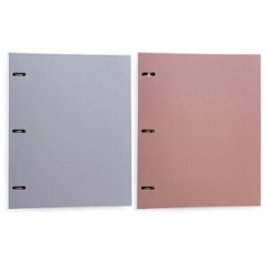 amazon basics 3/4 inch 3-ring binder - holds 100 loose-leaf paper sheets 10.5” x 8” or 11” x 8.5” - metal-colored design in plum and periwinkle colors – 2-pack
