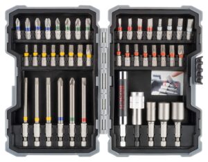 bosch professional 43 - piece screwdriver bit and nutsetter set (drill accessories), colour coded, variety pack