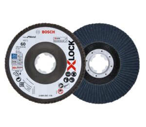 bosch professional 2 x flap disc (x-lock, Ø 125 mm, grit size k60, bore Ø 22.23 mm, angled, angle grinder accessories)