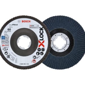 Bosch Professional 2 x Flap Disc (X-LOCK, Ø 125 mm, grit size K60, bore Ø 22.23 mm, angled, angle grinder accessories)