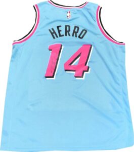 sports memorabilia tyler herro autographed miami heat vice wave swingman jersey (jsa)