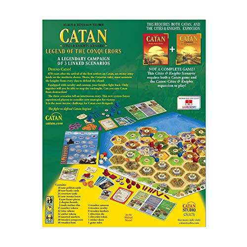 CATAN Legend of The Conquerors Scenario for CATAN Cities and Knights Board Game Expansion | Family Board Game | Adventure Board Game | Ages 12+ | for 3 to 4 Players | Made by Catan Studio